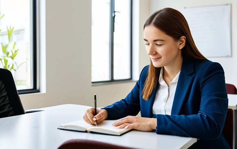 A professional female literacy educator in a modest business casual outfit, sitting at a modern table with an adult male student in appropriate attire. The student is focused on writing in a notebook, showing a moment of learning achievement, with the educator offering supportive guidance. The setting is a bright, well-lit learning center with a clean, professional aesthetic in the background. The image conveys dedication and positive progress, emphasizing the rewarding nature of the work. professional photography, natural pose, perfect anatomy, correct proportions, well-formed hands, proper finger count, natural body proportions, high quality, safe for work, appropriate content, fully clothed, professional.