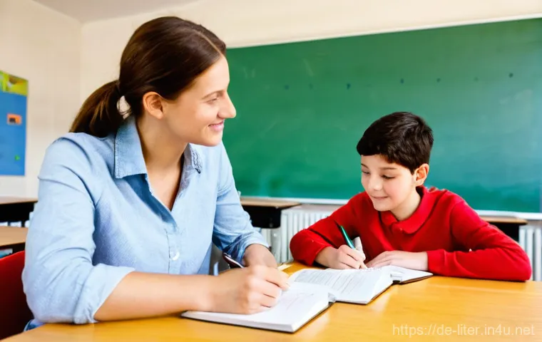 문해교육사 자격증과 해외 진출 - **Prompt:** A warm and inviting classroom scene in a modern German Volkshochschule (adult education ...
