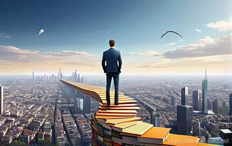 문해교육사와 자기 성장 경험 - **Prompt:** A vibrant, conceptual image illustrating "Future Skills" in a collaborative professional...